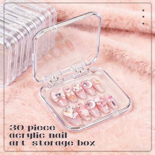 30-Piece Press On Nail Storage Box Set with Adhesive Tape