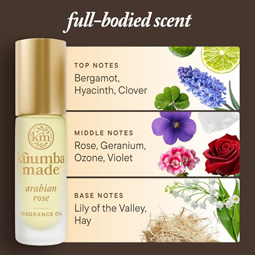 Kuumba Made Arabian Rose Fragrance Oil, Long-Lasting Small-Batch Perfume Roller, Vegan, Alcohol-Free, 0.15 Fl Oz