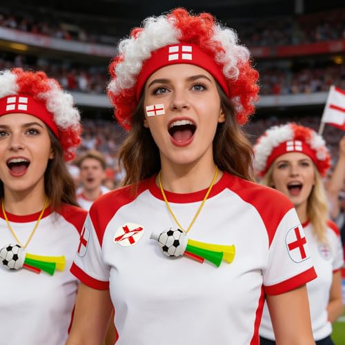 World Cup Soccer Fan Afro Wig Kit with Tattoos & Horn