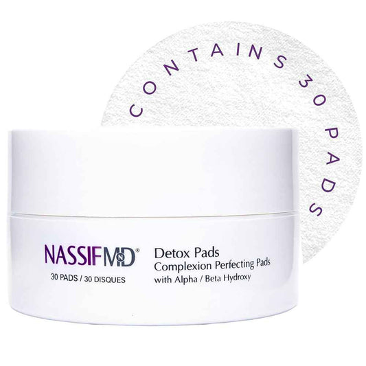 NassifMD Exfoliating Detox Pads | Surgeon-Created AHA/BHA Facial Pads for Deep Cleansing, Smoother Texture & Glowing Skin | Reduces Pores, Firms, Brightens