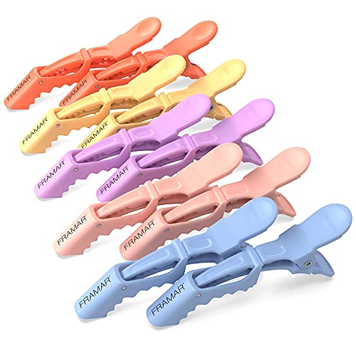 FRAMAR Assorted Pastel Alligator Hair Clips 10 Pack - Salon Quality Styling