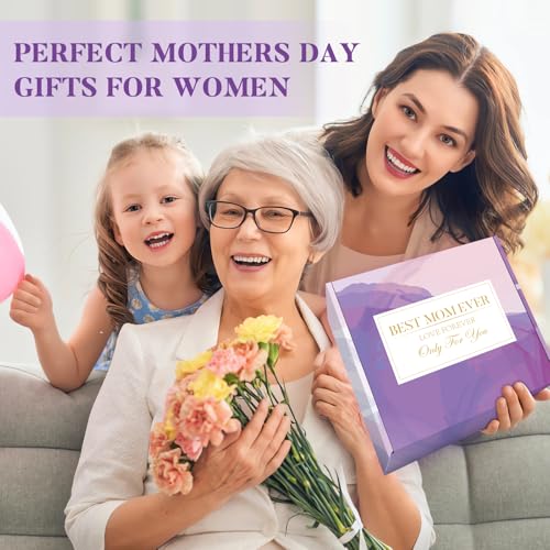 Mothers Day Gifts for Mom,Valentines Birthday Mothers Day Basket for Mom from Daughter Son, Relaxing Spa Gifts Set with Luxury Flannel Purple Blanket,Great Birthday Mother's Day Ideas for Women