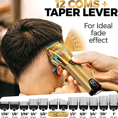 OVLUX Gold Cordless Professional Hair Clippers for Men & Barbers with Guides