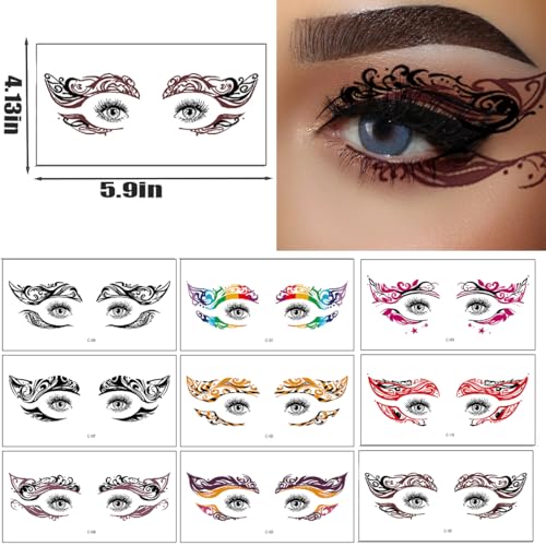 Eye Tattoo Stickers - 10 Pairs Face Eyeliner Party Makeup