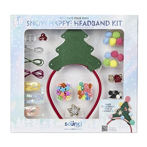 Scunci by Conair DIY Holiday Christmas Headband Kit, Decorate Your Own Holiday Headband, Perfect for Families, Kids and Parties