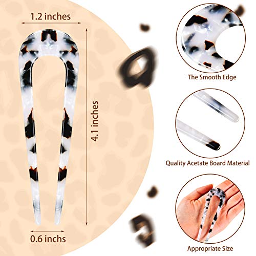 WILLBOND French Hair Pins 10 Pcs - 4 Inch U Shaped Tortoise Shell