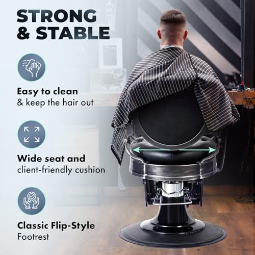 Buy-Rite Alesso Vintage Barber Chair with Hydraulic Lift, 450 lb Capacity