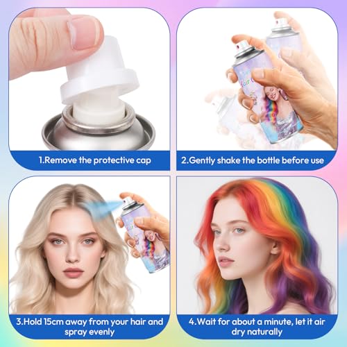 Black & White Temporary Hair Color Spray - Washable & Quick-Drying, 2-Pack