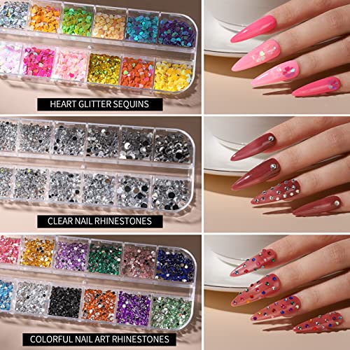 FANDAMEI Nail Art Kit, Nail Design Tools Kit with Nail Art Brushes, Nail Dotting Tools,Fine Glitter,Nail Butterfly, Nail Heart Glitter Sequins, Nail Foil Flakes, Nail Art Rhinestones, Nail Dust Brush