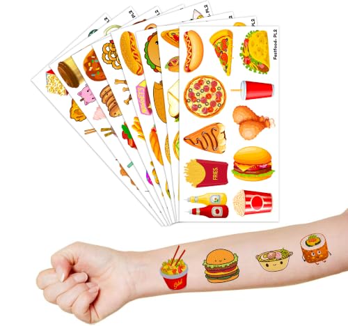 96 PCS Fast Food Temporary Tattoos for Kids