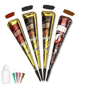 Natural Henna Tattoo Kit - 4 Cones, 20 Stencils, Black Paste