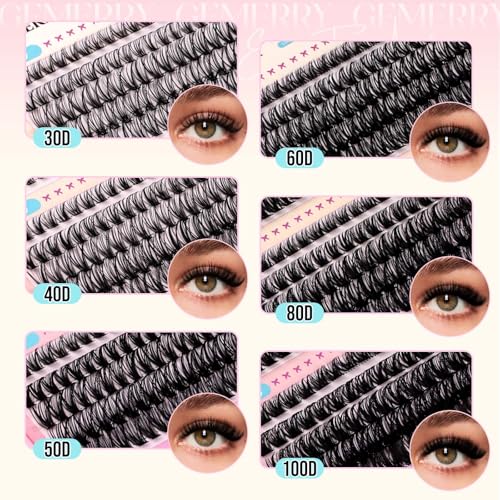 GEMERRY Lash Clusters 30D-100D D Curl Wispy Eyelash Extensions 8-16mm
