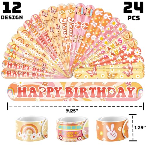 Groovy Party Favors Set - 48pc Temporary Tattoos & Slap Bracelets
