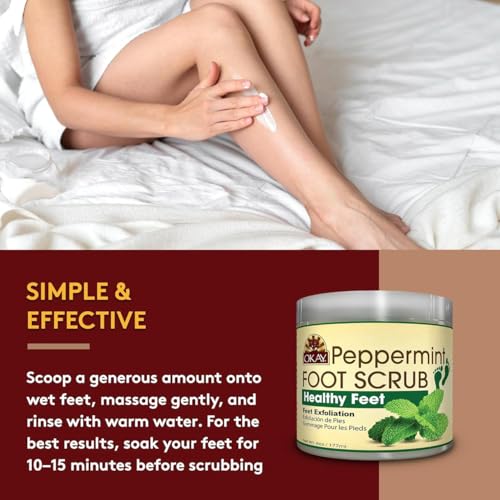 OKAY Peppermint Exfoliating Foot Scrub for Calluses & Cracked Heels, 6 oz