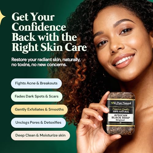 African Black Soap Bars - 3 Pack Organic Face & Body