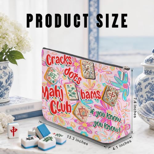 Boho Floral Mahjong Tile Bag - Durable Makeup Organizer