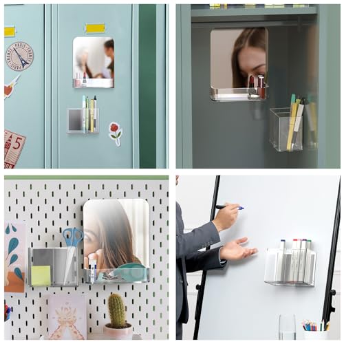 Magnetic Locker Organizer Kit with Mirror & Pen Holder