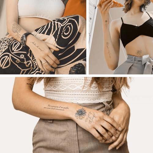 Half Arm Temporary Tattoos for Women, Waterproof Floral Sleeve