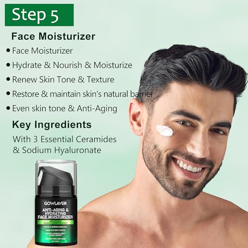 Men's 5-Piece Skin Care Set with Cleanser, Toner & Retinol Serum