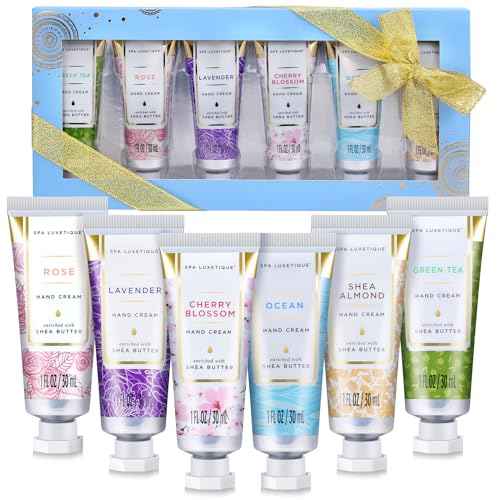 spa luxetique Hand Cream Set Gifts for Women Travel Size Hand Lotion for Dry Skin Care Scented Hand Lotion Gift Sets for Women Ideal Gifts for Her Birthday Sets for Women 6 x 1.0 oz/30ml