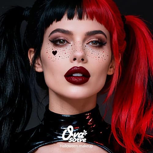 HQ Joker Face Tattoo Stickers - Black & Red Waterproof (8 Sheets)