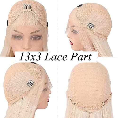 RONGDUOYI Shoulder Length Light Grey Body Wave Lace Front Wigs for Women Girls Heat Resistant Synthetic Wig with Free Part Ash Silver Natural Looking Daily Wear Wig (16Inch, 4503)