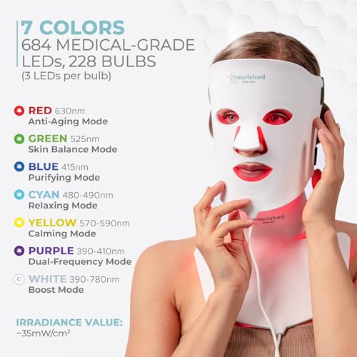 LED Light Therapy Face & Neck Mask - 7 Color Modes