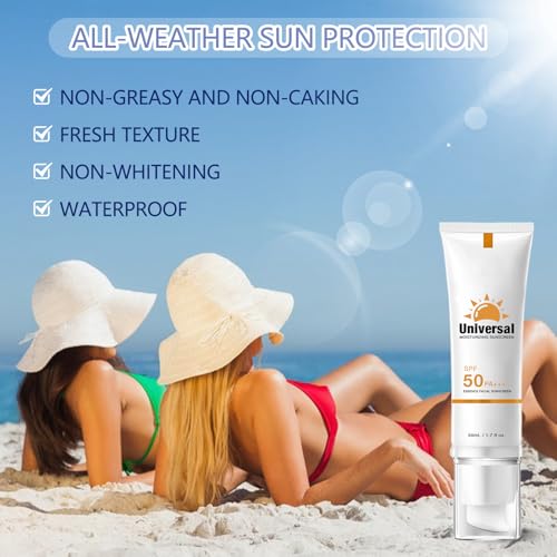 2Pcs Tinted Sunscreen for Face SPF 50, Universal Tinted Moisturizer SPF50 PA+++, Protector Solar Con Color, Hydrating Sun Essence Face Sunscreen, Non-Sticky, Long Lasting Protection, sunscreen Against
