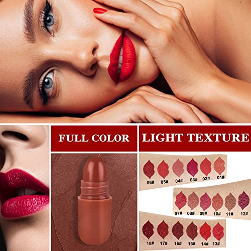 18-Piece Matte Capsule Lipstick Set - Waterproof Long-Lasting