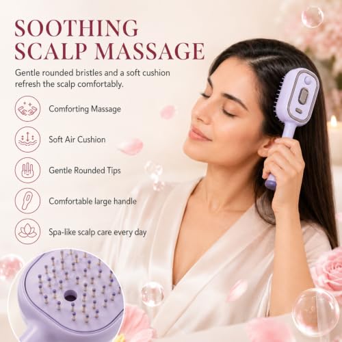 Electric Spray Hair Comb with Water Mist: Rechargeable Scalp Massage & Frizz Control
