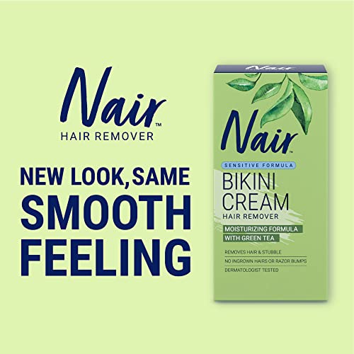 Nair Bikini Cream with Green Tea Sensitive Formula, 1.7 Ounce (Pack of 3)