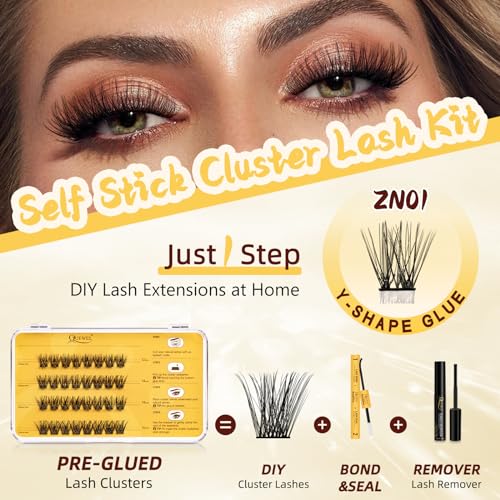QUEWEL Self Adhesive Eyelash Clusters Kit with Tweezers