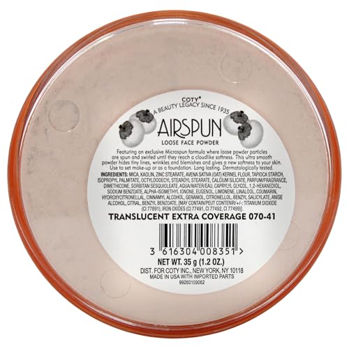 Airspun Translucent Face Powder, Extra Coverage, 2.3 oz