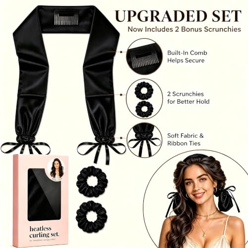 Heatless Curling Headband Set with Comb & Scrunchies