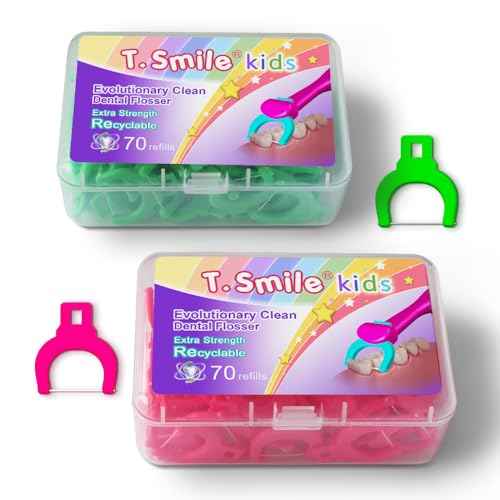 T.Smile Kids Evolutionary Clean Dental Flosser Refill Heads, Child-Sized, Fluoride Free, for Ages 3+, (140 Refills, Handle Not Included)