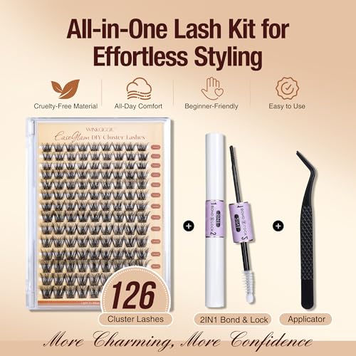 Lash Cluster Extension Kit D Curl 10-16mm with Bond & Tweezers