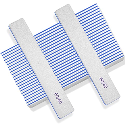 Nail Files 50pcs-Nail File 60/60 Grit for Acrylic Nails, Rough Nail Files Emery Boards for Artificial Nails, Fake Nails, Professional Double Sided Jumbo Zebra Nail File