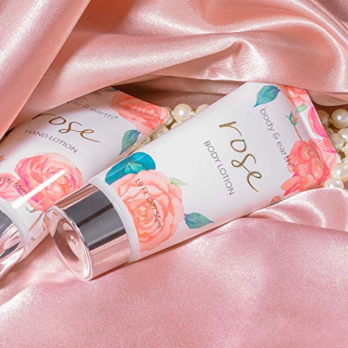 Bath and Body Gift Set for Women, Body & Earth 5 Pcs Rose Spa Set Gifts for Women, Self Care Kit, Lotion Sets for Women, Mothers Day Gifts