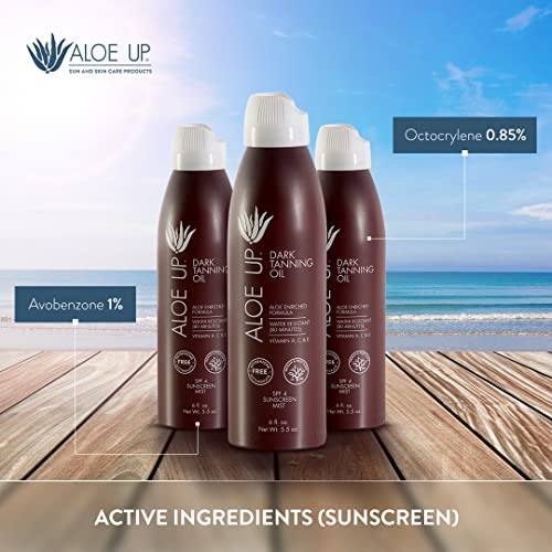 Aloe Up Tanning Oil Spray SPF 4, 6 oz - Aloe Vera Sun Protection