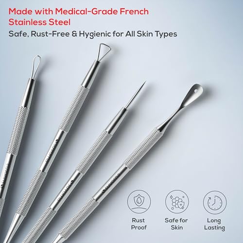 Suvorna Pimple Popper Tool Kit, 4-Piece Blackhead & Milia Remover