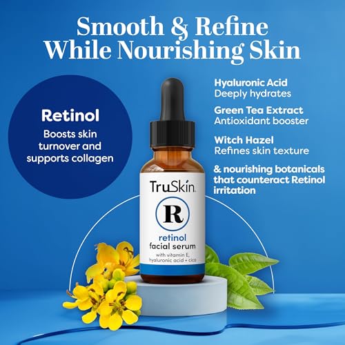 TruSkin Retinol Serum for Face ? Gentle, Skin Friendly Anti-Aging Retinoid with Hyaluronic Acid, Cica & Vitamin E ? Retinol Facial Serum for Smoother-Looking Skin & Improved Texture, 2 Fl Oz