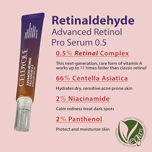 Advanced Retinol Pro Retinal Serum 0.5 w/Centella Asiatica 66% Anti-Aging Radiance-Boosting & Skin-Smoothing Cream w/Retinal Complex, Niacinamide & Hyaluronic Acid Korean Skincare