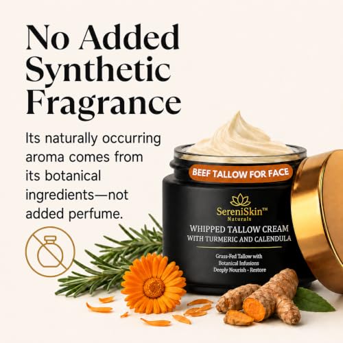 SereniSkin Organic Beef Tallow for Face, Whipped Face Cream, 4 oz
