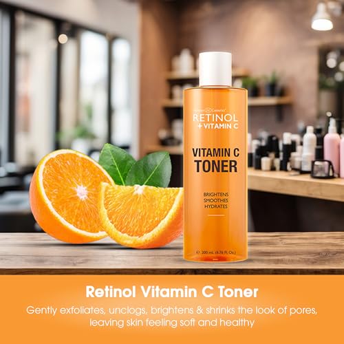 LIVAURA Retinol + Vitamin C Face Toner for Brightening & Anti-Aging ? Hydrating Toner to Reduce Fine Lines & Dark Spots ? Suitable for All Skin Types ? 200 mL