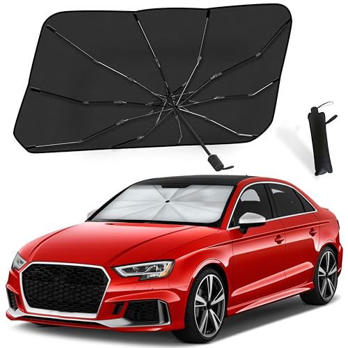 EcoNour Car Windshield Sun Shade | Foldable Car Umbrella Sun Shade | Windshield Cover Sunshade Blocks UV Rays | Sun Visor Protector | Automotive Interior Sun Protection Accessories (Medium 54 x 29)