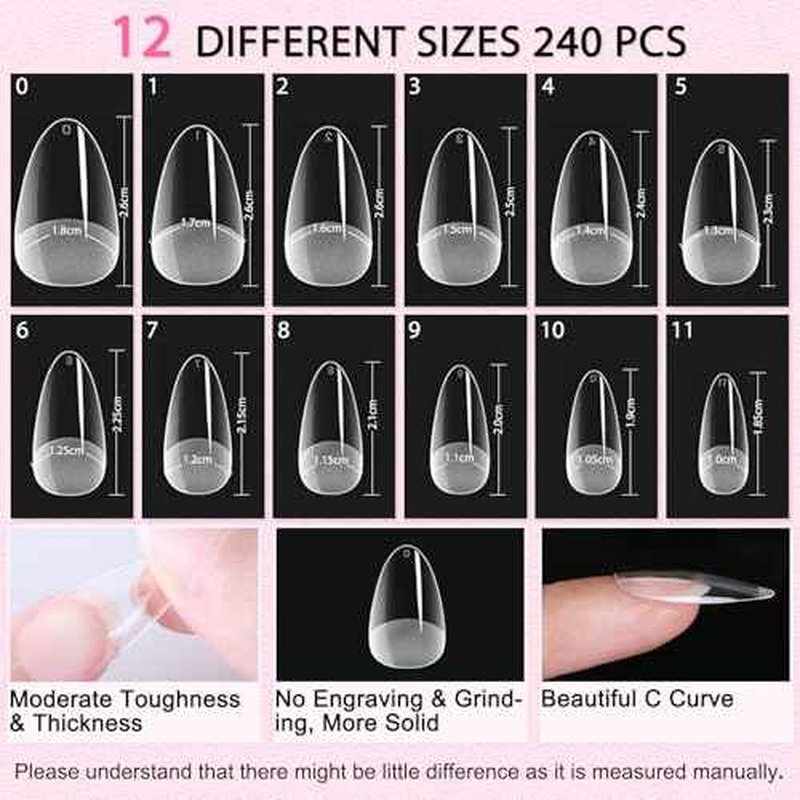 LAVENDER VIOLETS Gel Nail Kit 240 Pcs Short Almond Nail Tips Extension, 21 Gel Colors with Portable U V Light, Nail Glue Base/Glossy/Matte Top Coat for Women Girls VC17