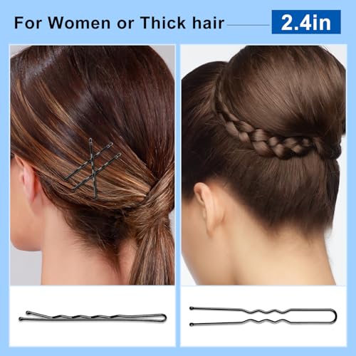 Bobby Hair Pins Kit, 200pc U-Shaped Black Metal with Storage Box