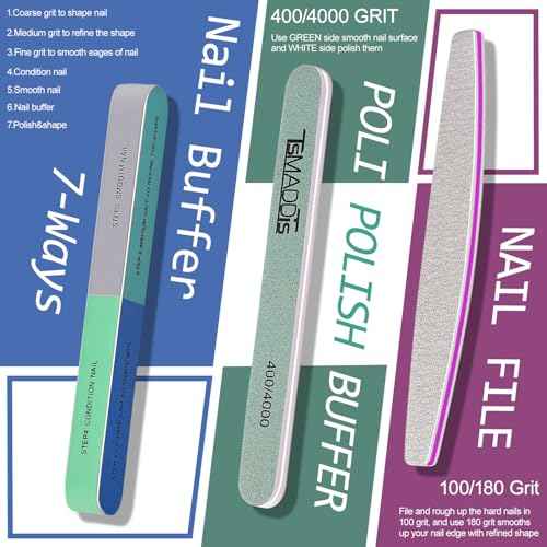 TsMADDTs Nail Manicure Kit with 3 Nail Files, 2 Buffer Blocks, Cuticle Tool with Trimmer, Pusher and Cuticle Oil for Women Nail Care