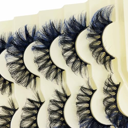 Blue Colored Lashes 20MM Fluffy Mink D Curl 7-Pack