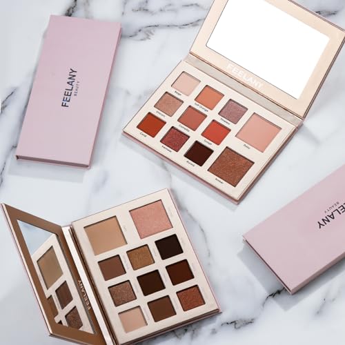 PROFESSIONAL MAKEUP Long Lasting Waterproof Eyeshadow Palette 11 Ultra-pigmented Shimmer & Matte Shades and Naked & Brown Warm Neutral makeup palette with Mirror - Blendable Multi-Purpose